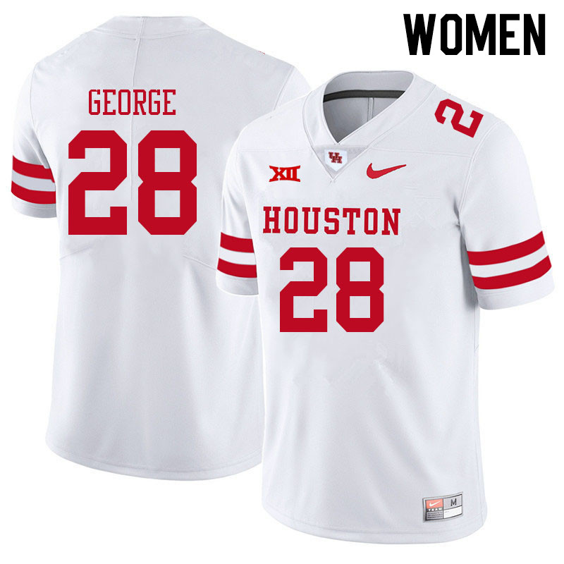 Women #28 Brian George Houston Cougars College Big 12 Conference Football Jerseys Sale-White